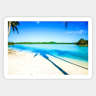 long shadows of coconut palms on white tropical sand Sticker